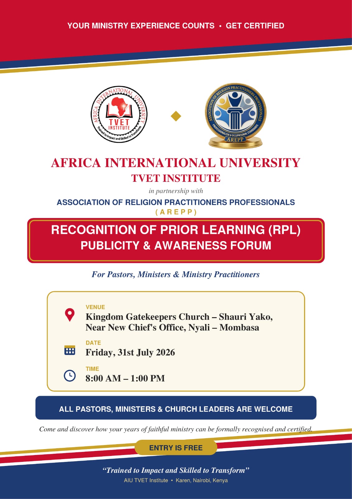 RECOGNITION OF PRIOR LEARNING(RPL) PUBLICITY &amp;  AWARENESS FORUM